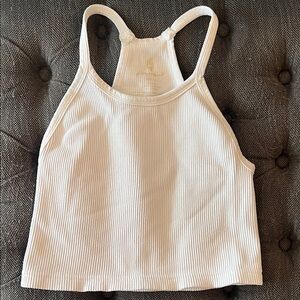 Happiness Runs Free People Movement White Ribbed Tank Top